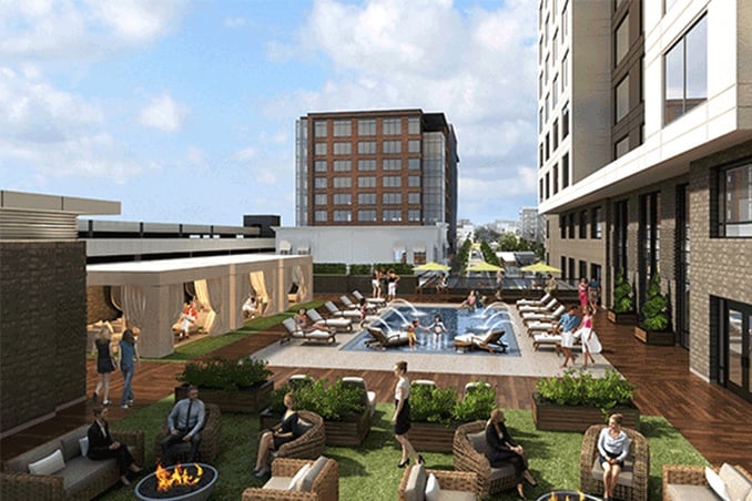 Rendering of the rooftop pool at The Hotel at Avalon